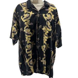 Vintage Pineapple Connection Gold Dragon Button Front Shirt Mens Large